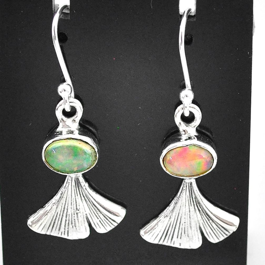 925 silver 3.05cts natural multi color ethiopian opal dangle earrings t5925