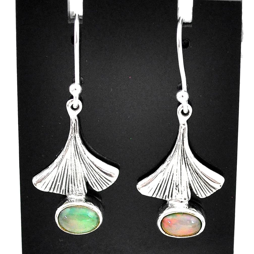 925 silver 3.31cts natural multi color ethiopian opal dangle earrings t5956