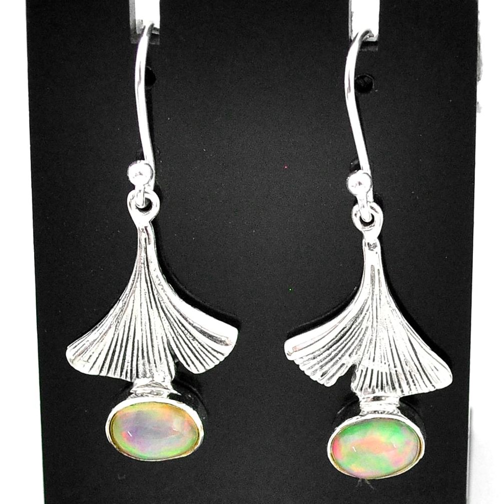 925 silver 2.95cts natural multi color ethiopian opal dangle earrings t5959