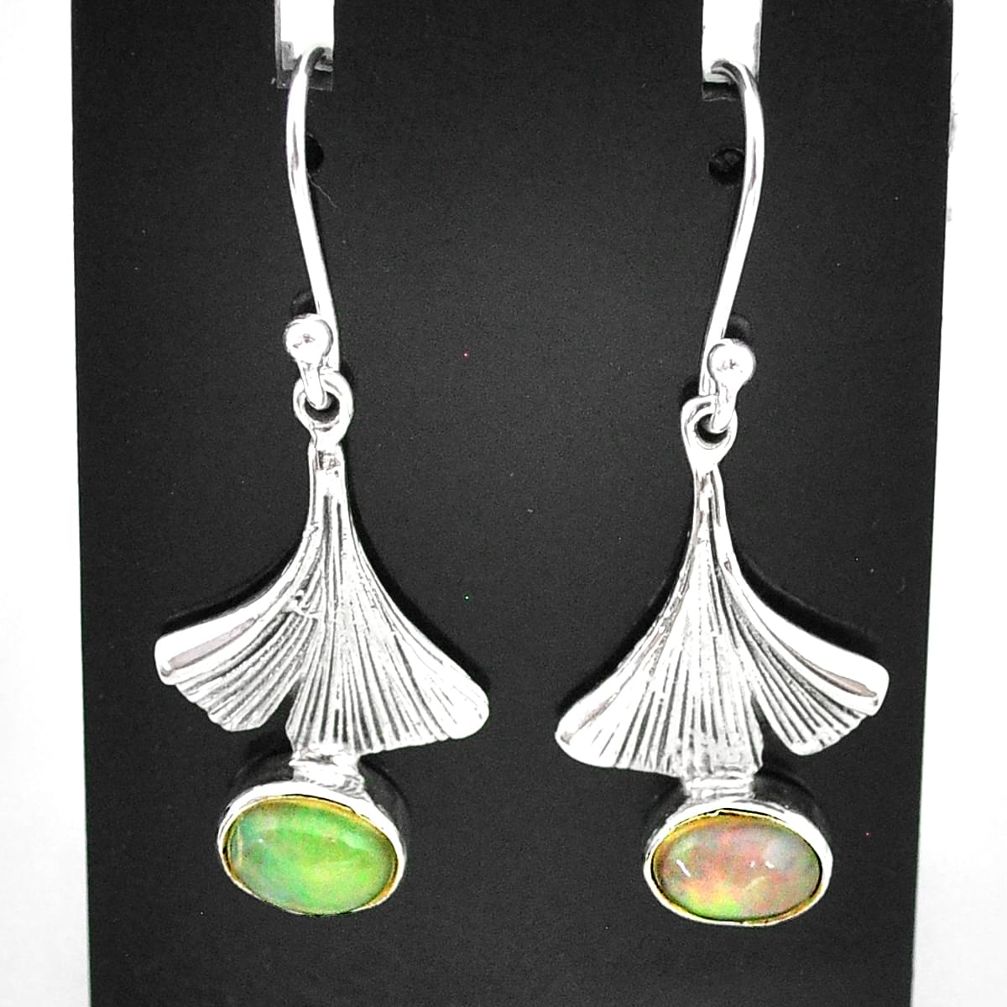 925 silver 3.26cts natural multi color ethiopian opal dangle earrings t5993