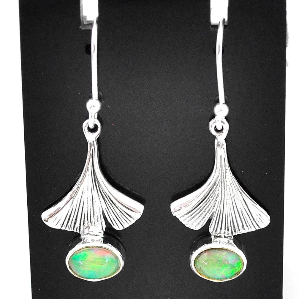 925 silver 3.23cts natural multi color ethiopian opal dangle earrings t5996