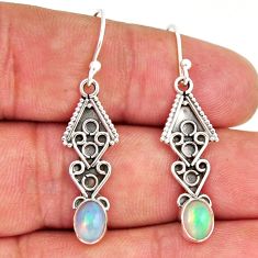 925 silver 3.23cts natural multi color ethiopian opal dangle earrings y46330