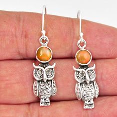 925 silver 2.64cts natural multi color ethiopian opal round owl earrings y46356