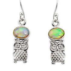 925 silver 2.78cts natural multi color ethiopian opal round owl earrings y76417