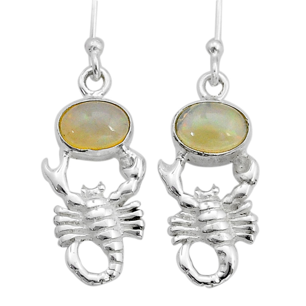 925 silver 3.13cts natural multi color ethiopian opal scorpion earrings u81071