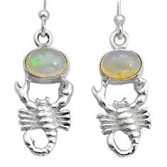 925 silver 3.26cts natural multi color ethiopian opal scorpion earrings u81075