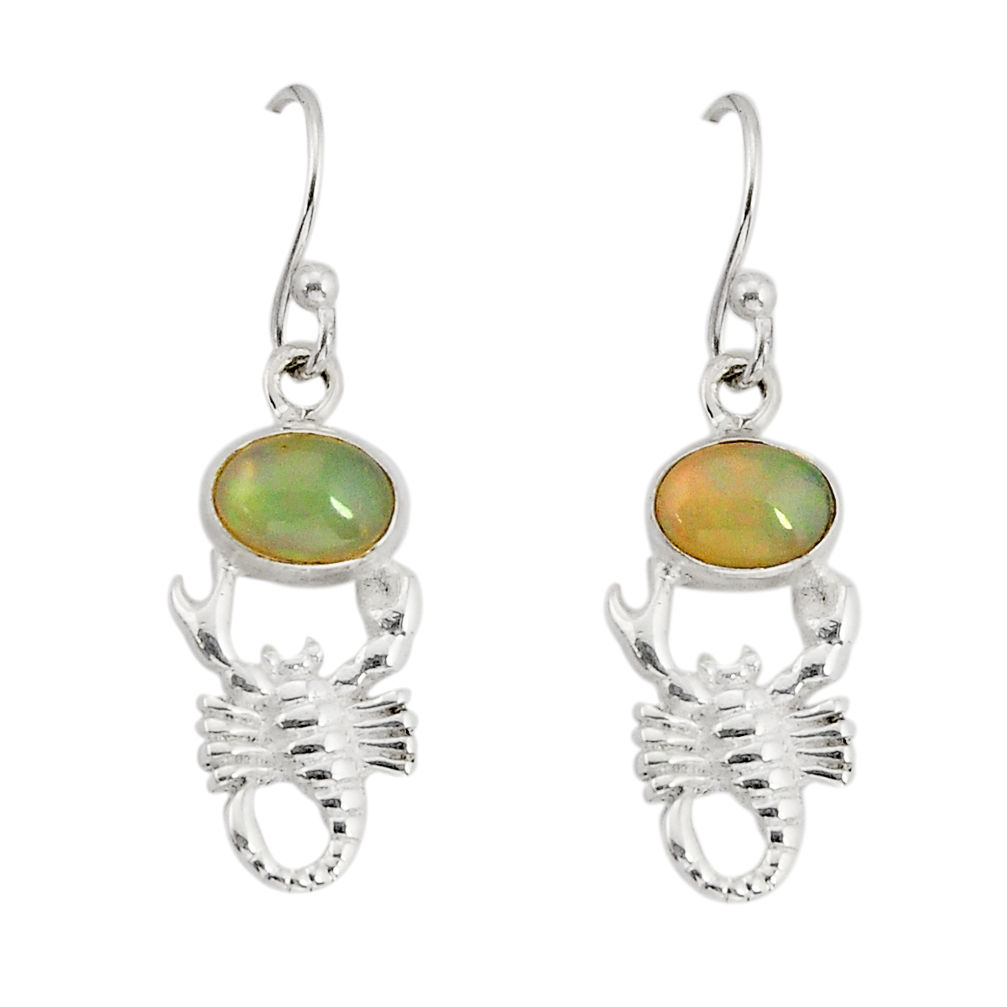 925 silver 4.05cts natural multi color ethiopian opal scorpion earrings y73877