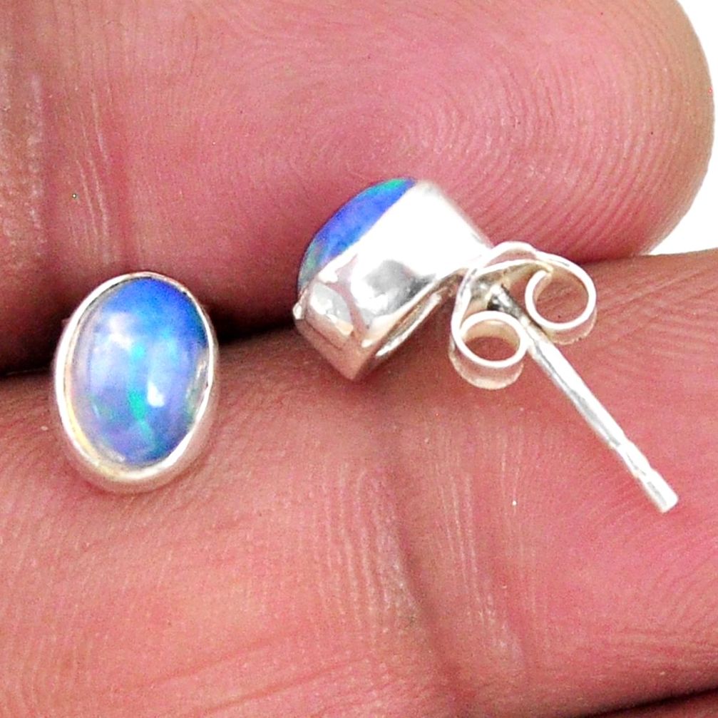 925 silver 1.59cts natural multi color ethiopian opal stud earrings r56268