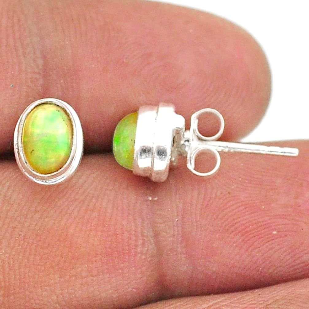 925 silver 2.38cts natural multi color ethiopian opal stud earrings t39633