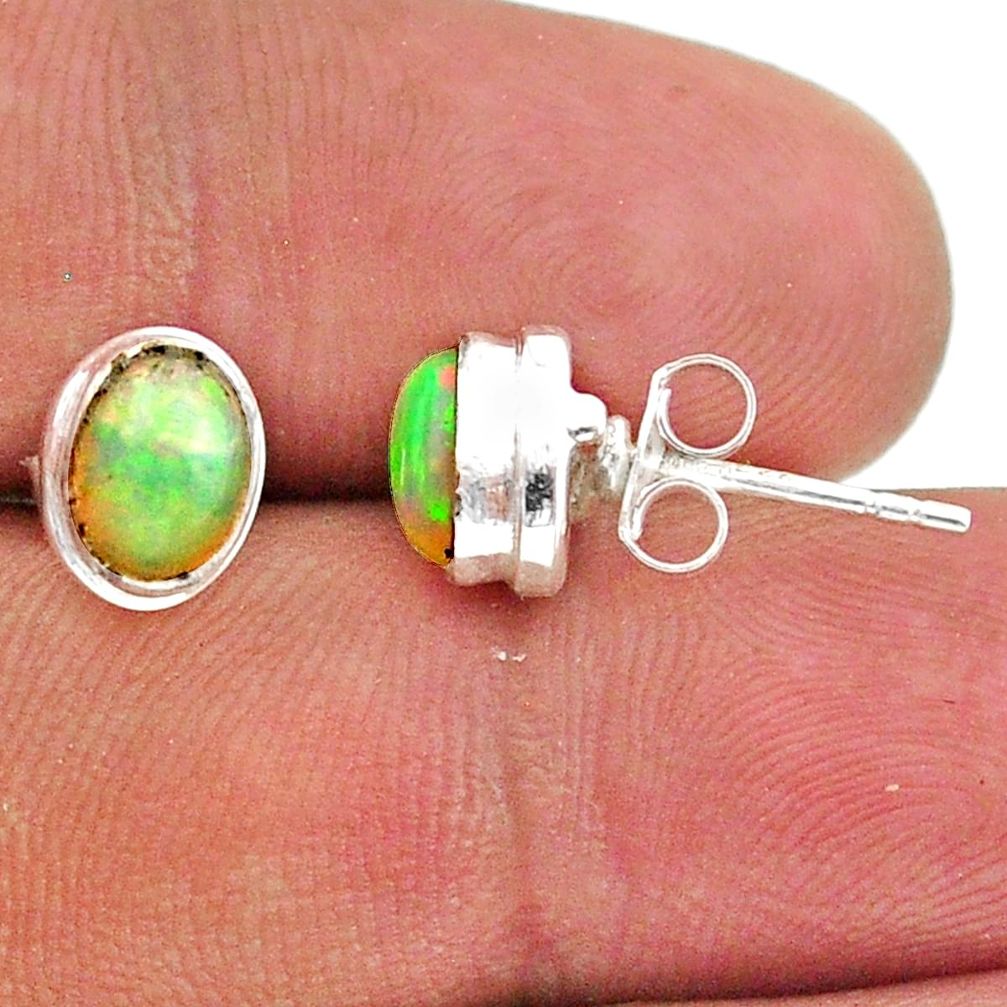 925 silver 2.46cts natural multi color ethiopian opal stud earrings t39639