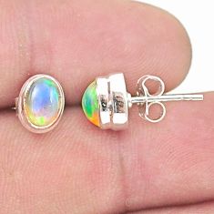 925 silver 2.72cts natural multi color ethiopian opal stud earrings u37773