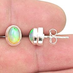 925 silver 2.15cts natural multi color ethiopian opal stud earrings u37780