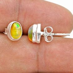 925 silver 2.98cts natural multi color ethiopian opal stud earrings u74708