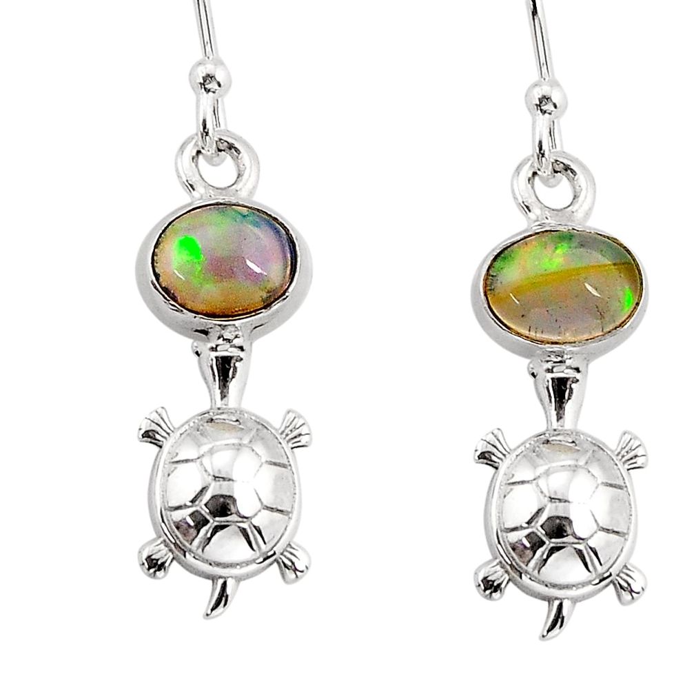 925 silver 2.76cts natural multi color ethiopian opal tortoise earrings y76427