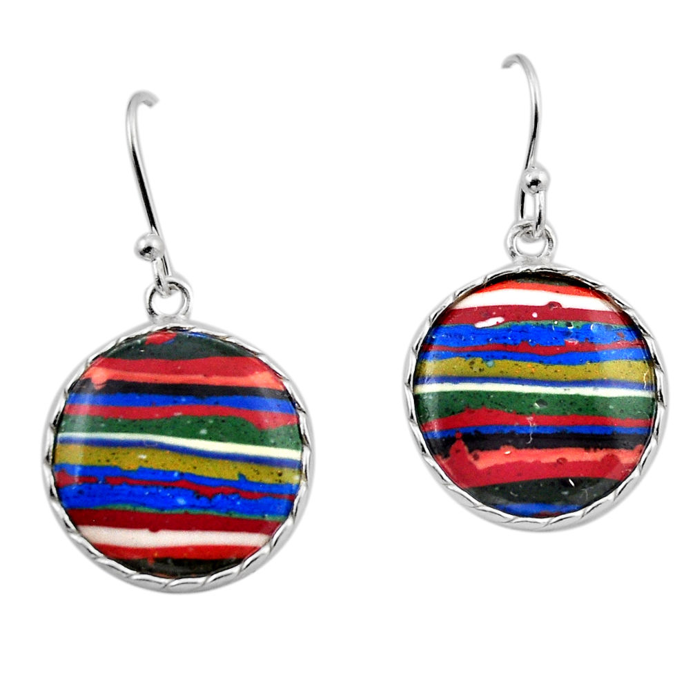 925 silver 6.64cts natural multi color rainbow calsilica dangle earrings y51630