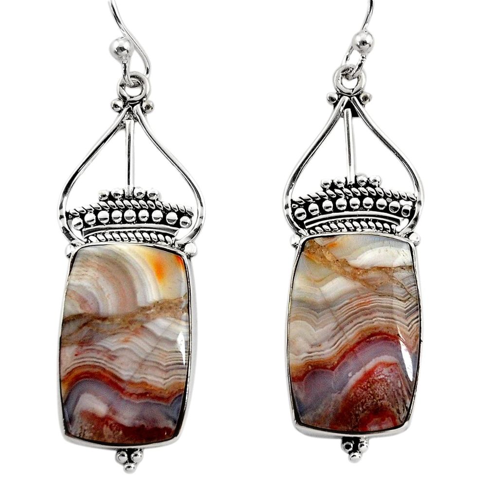 925 silver 17.65cts natural multicolor mexican laguna lace agate earrings r30252