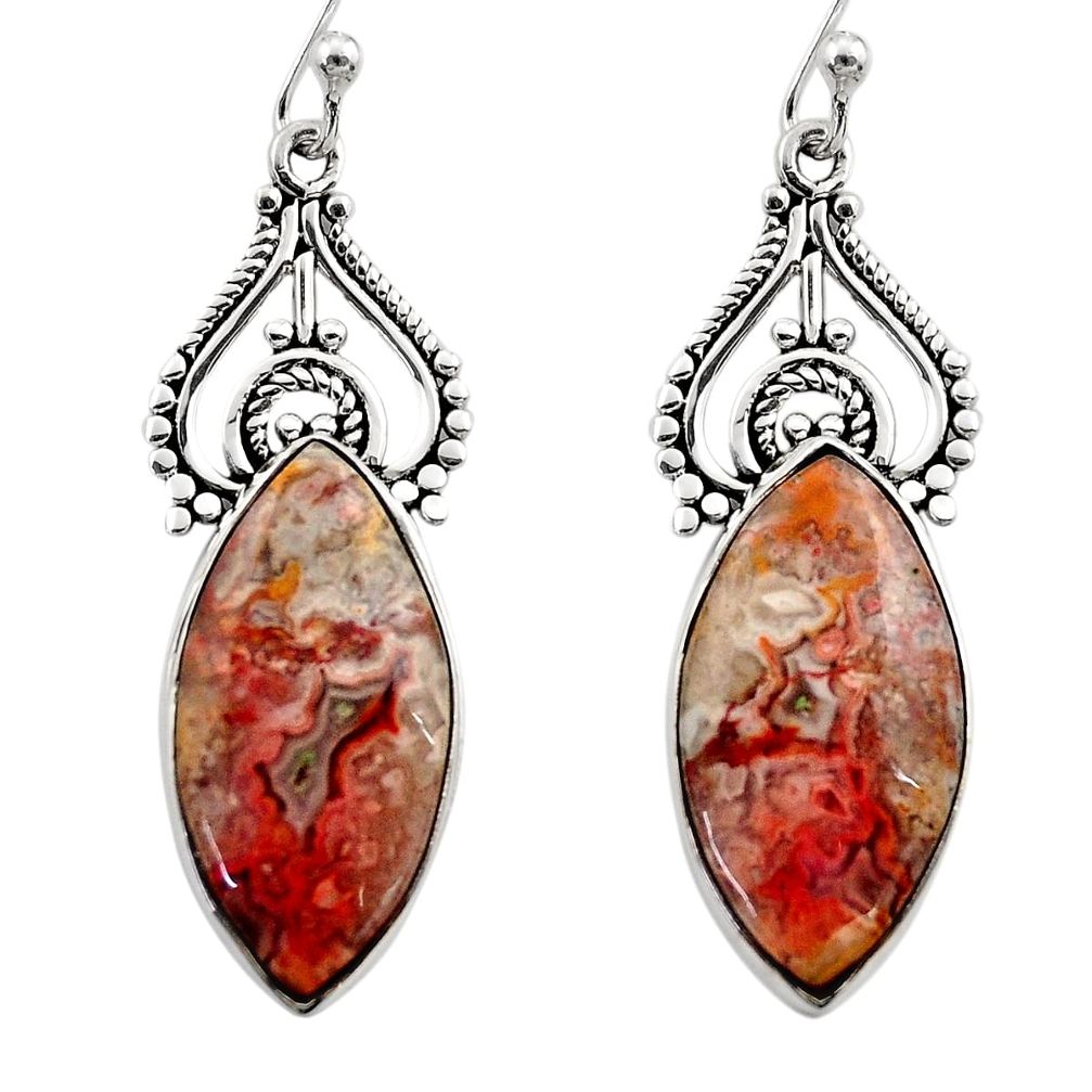 925 silver 16.18cts natural multicolor mexican laguna lace agate earrings r30279