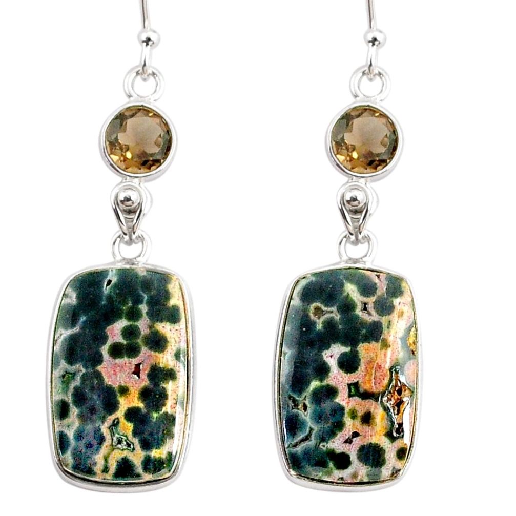 925 silver 18.39cts natural ocean sea jasper (madagascar) dangle earrings r75712