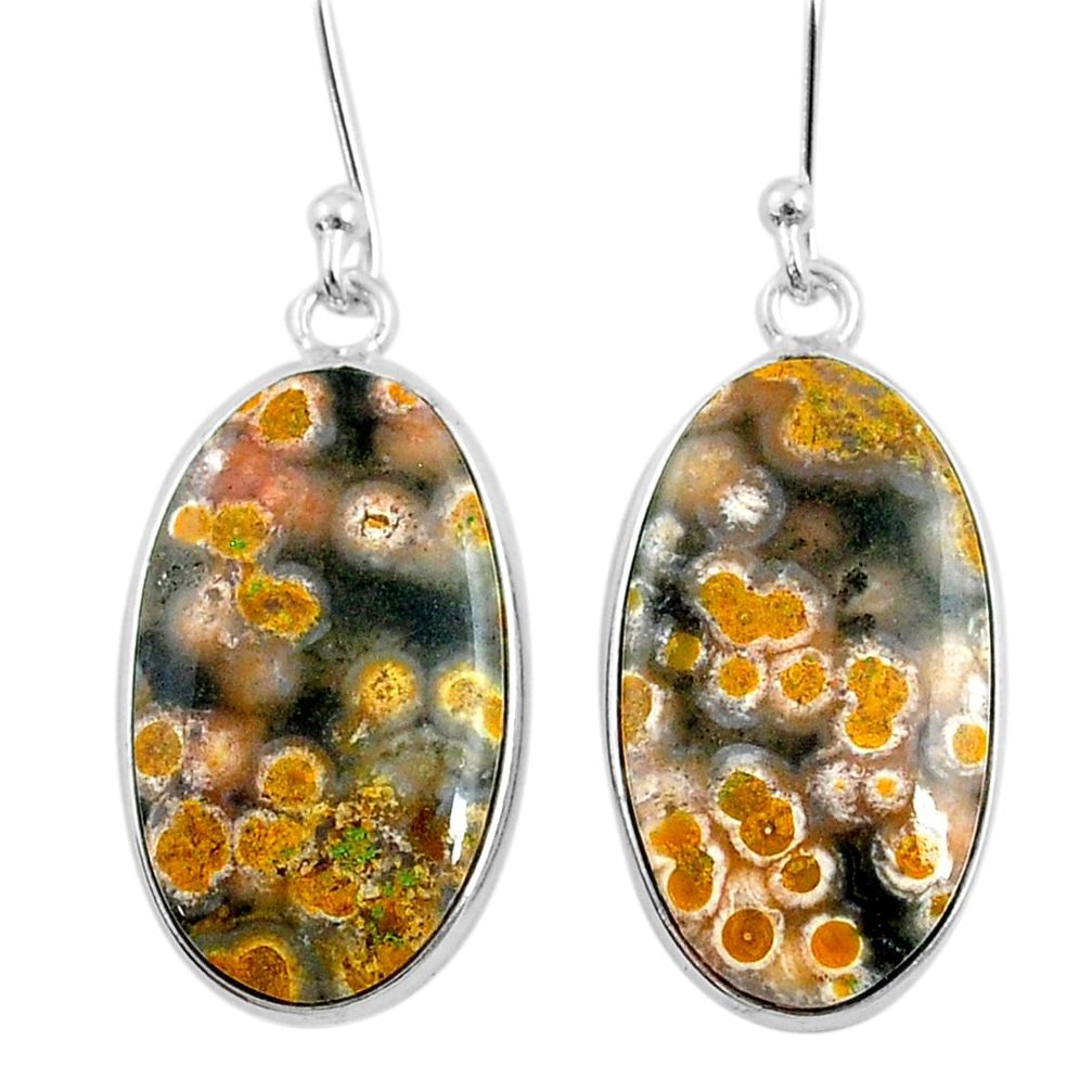 925 silver 14.73cts natural ocean sea jasper (madagascar) dangle earrings u21604