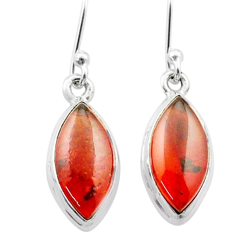 925 silver 4.94cts natural orange baltic amber (poland) dangle earrings u43026