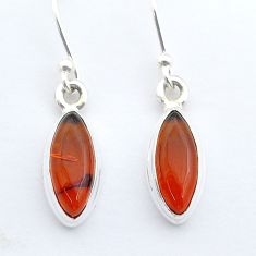925 silver 3.13cts natural orange baltic amber (poland) dangle earrings u61497