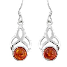 925 silver 1.31cts natural orange baltic amber (poland) dangle earrings y25155
