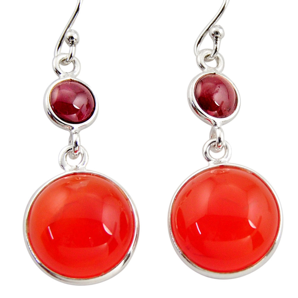 925 silver 20.40cts natural orange cornelian (carnelian) dangle earrings r36571