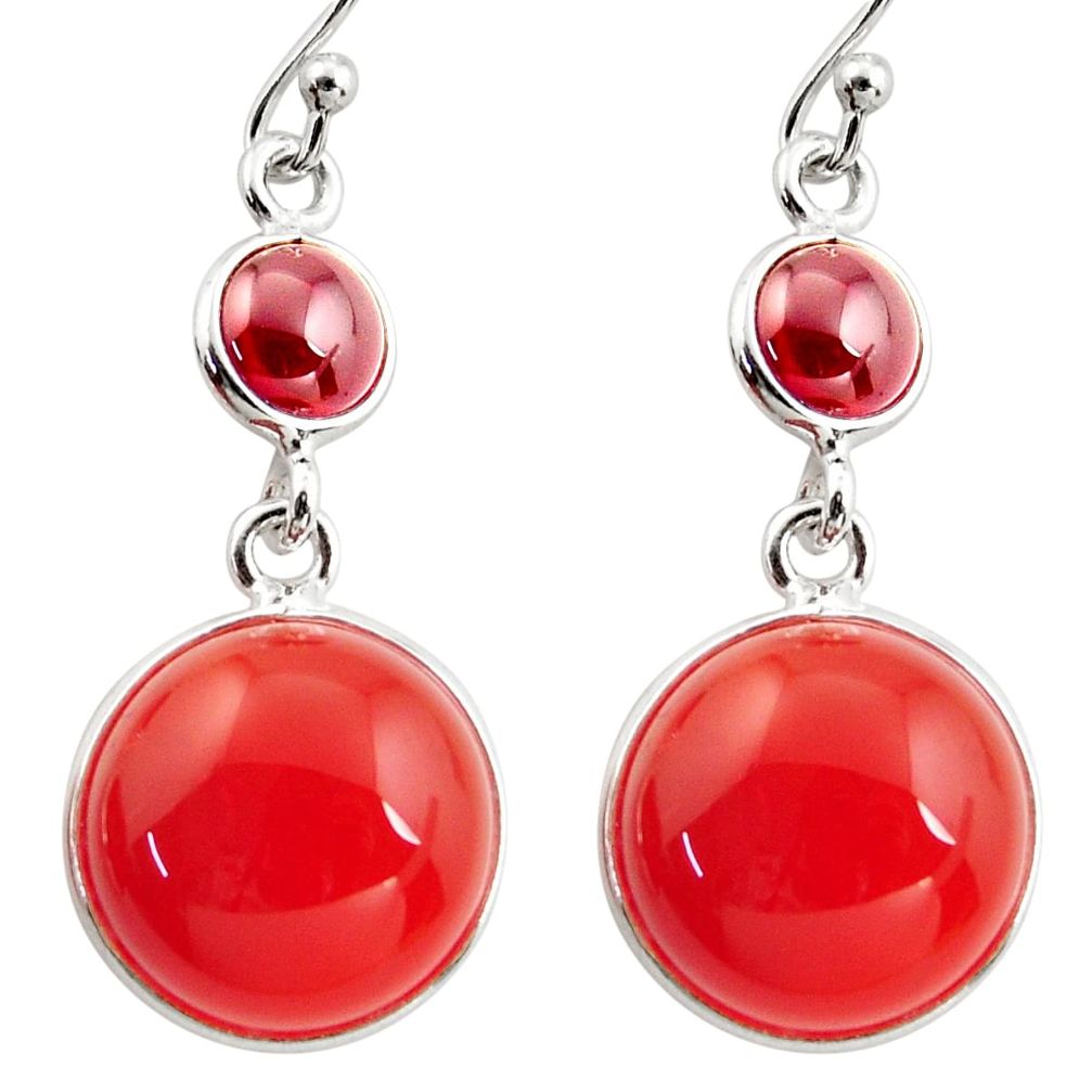 925 silver 20.40cts natural orange cornelian (carnelian) garnet earrings r36544