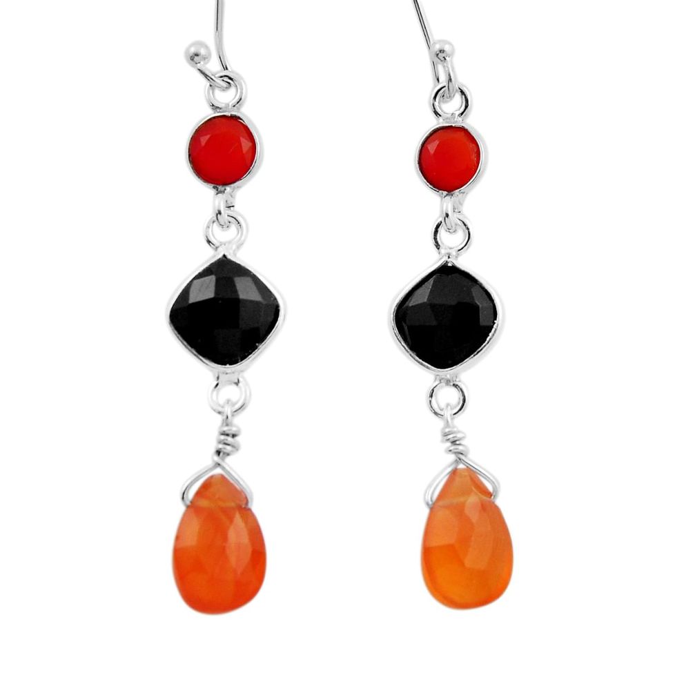 925 silver 10.22cts natural orange cornelian (carnelian) onyx earrings n23400