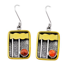 925 silver 1.68cts natural orange mojave turquoise gold dangle earrings n51080