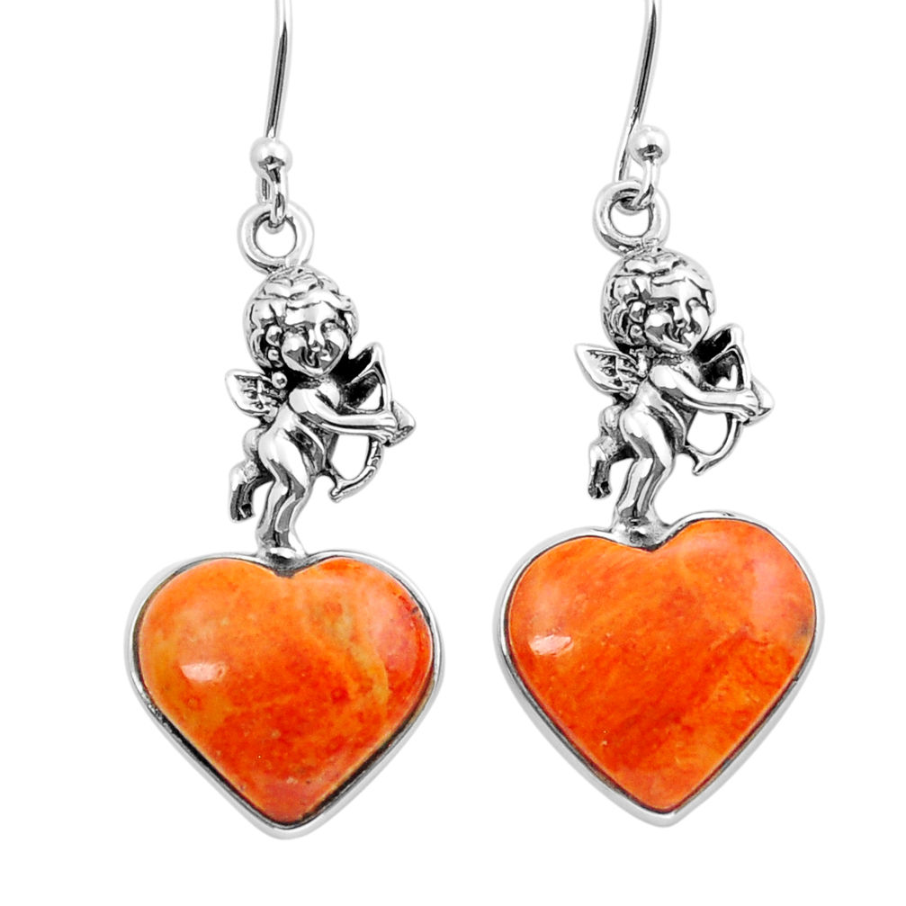 925 silver 11.15cts natural orange mojave turquoise heart angel earrings y15489