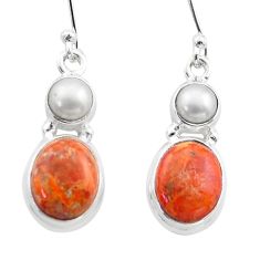 Clearance Sale- 925 silver 8.80cts natural orange mojave turquoise pearl dangle earrings t71016