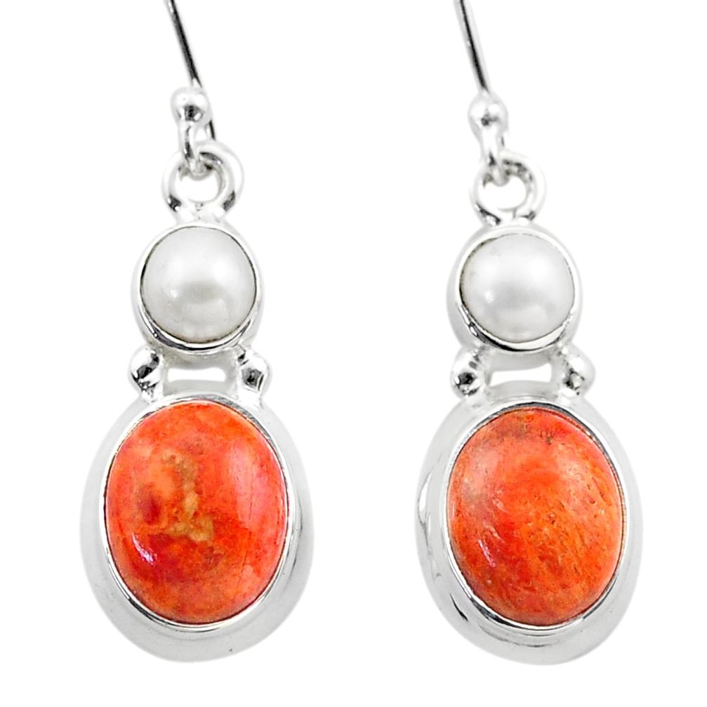 ts natural orange mojave turquoise pearl dangle earrings t71033