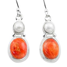 Clearance Sale- 925 silver 8.18cts natural orange mojave turquoise pearl dangle earrings t71033