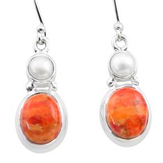 Clearance Sale- 925 silver 8.31cts natural orange mojave turquoise pearl dangle earrings t71036