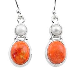 Clearance Sale- 925 silver 8.75cts natural orange mojave turquoise pearl dangle earrings t71044