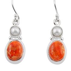 925 silver 8.07cts natural orange mojave turquoise pearl dangle earrings y47338