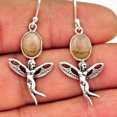 925 silver 6.67cts natural orange morganite angel wings fairy earrings n28817