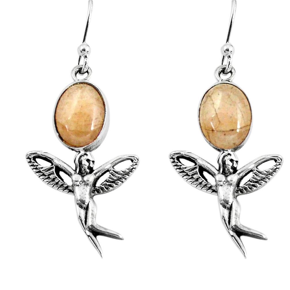 925 silver 6.30cts natural orange morganite angel wings fairy earrings p60850