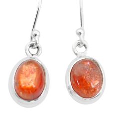 925 silver 3.98cts natural orange sunstone (hematite feldspar) earrings u60440