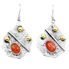 925 silver 4.23cts natural orange sunstone gold dangle earrings jewelry y15356