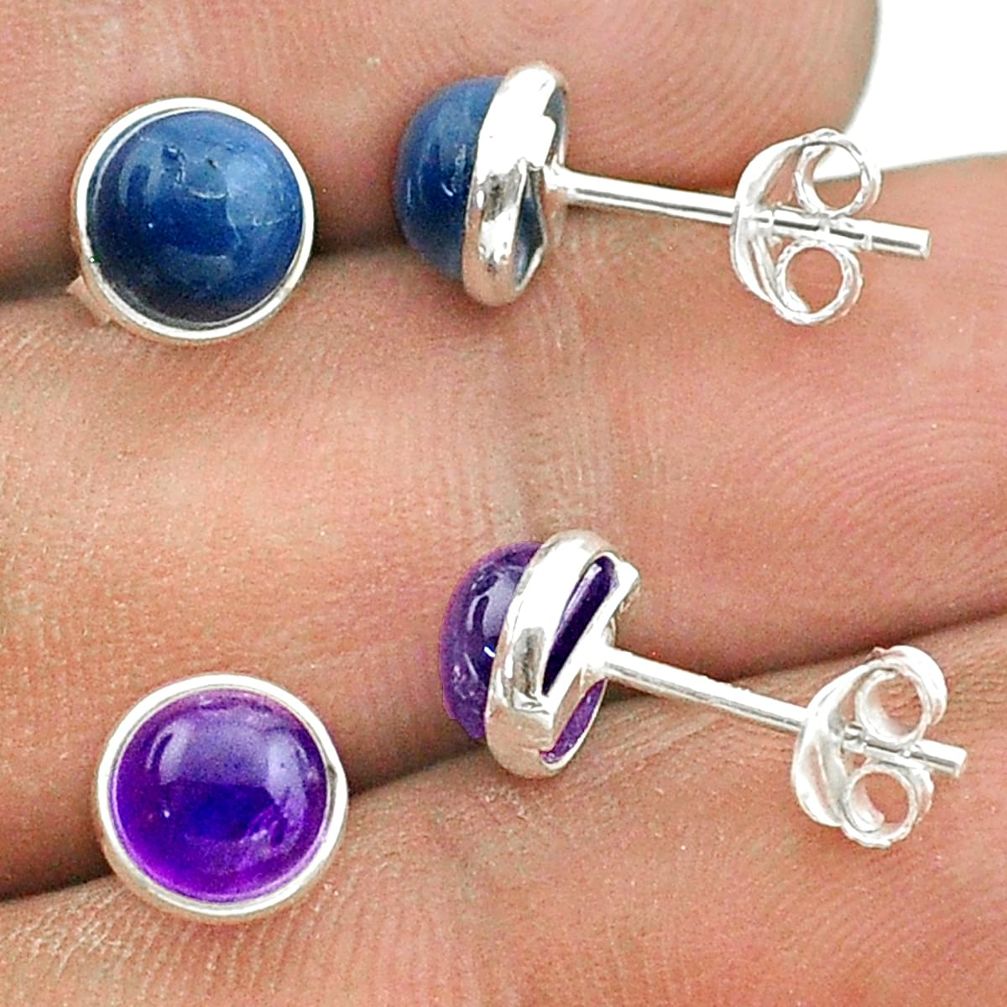 925 silver 4.49cts natural owyhee opal amethyst 2 pair studs earrings t50891