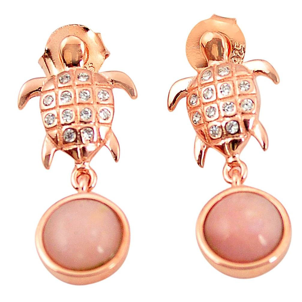 925 silver natural pink opal topaz 14k gold tortoise earrings jewelry c15514