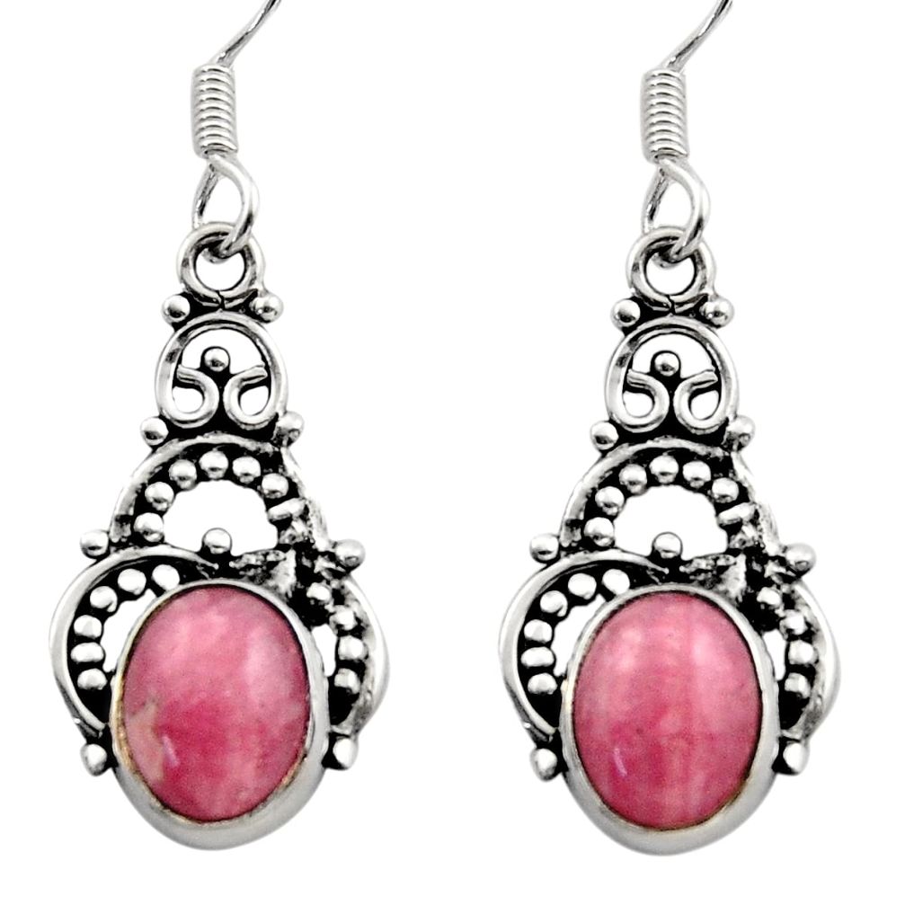 ts natural pink rhodochrosite inca rose dangle earrings d40878