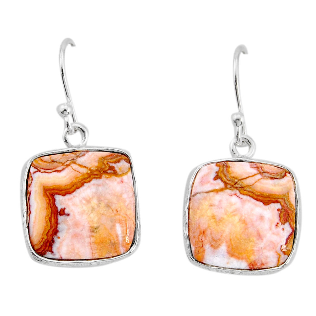 925 silver 11.37cts natural pink rosetta stone jasper dangle earrings y77285