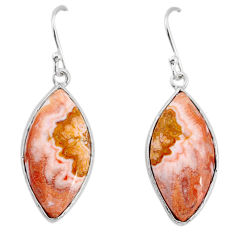 925 silver 12.57cts natural pink rosetta stone jasper dangle earrings y77298