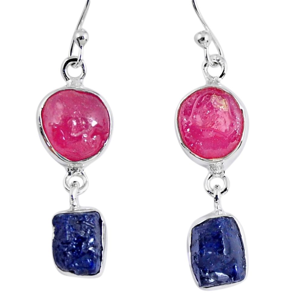 925 silver 15.85cts natural pink ruby rough sapphire rough earrings r55397