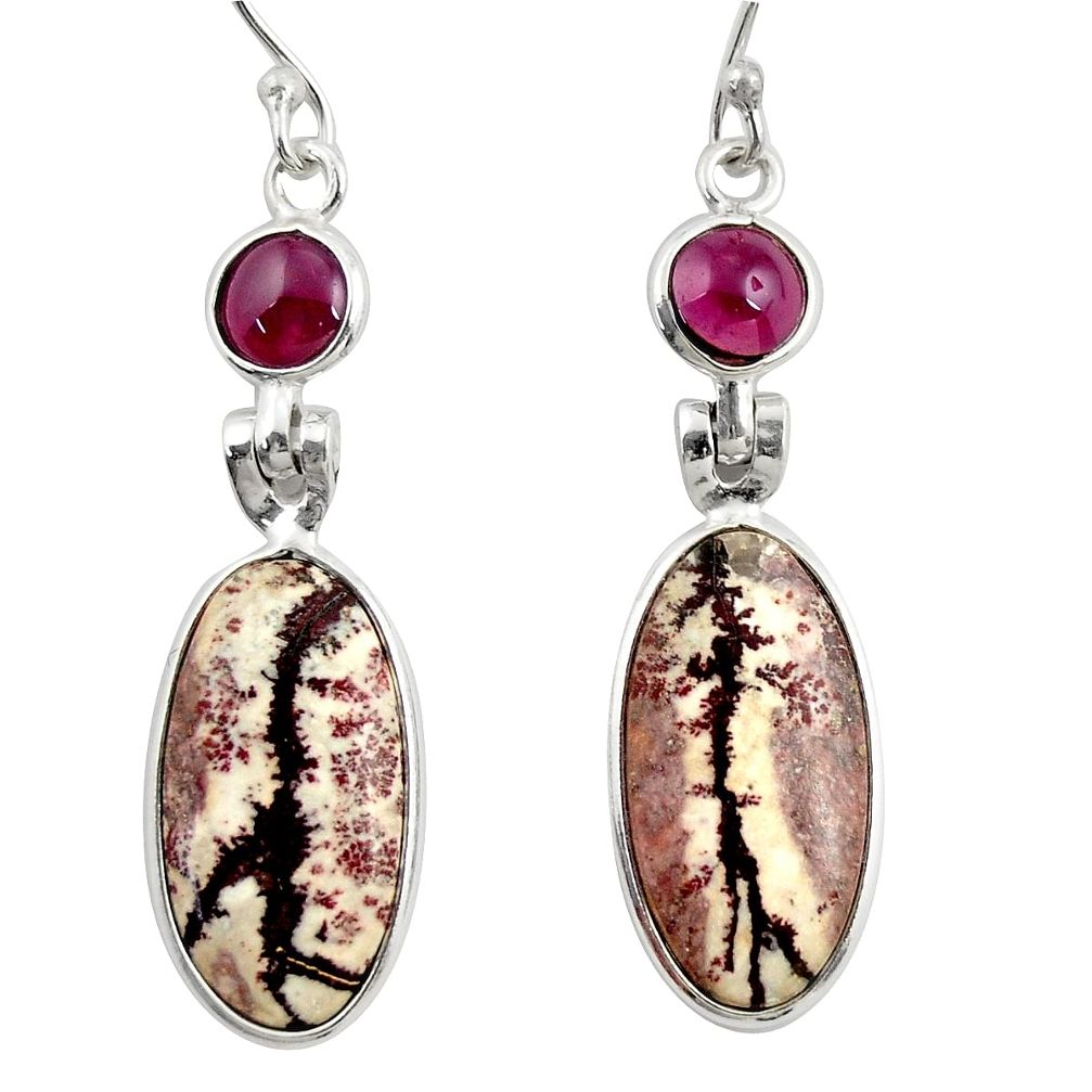 925 silver 13.69cts natural pink sonoran dendritic rhyolite earrings r28979