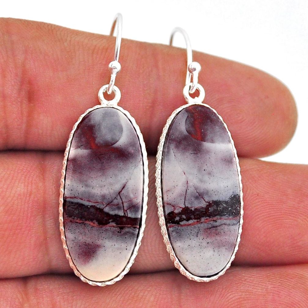 925 silver 17.02cts natural porcelain jasper (sci fi) dangle earrings n53650