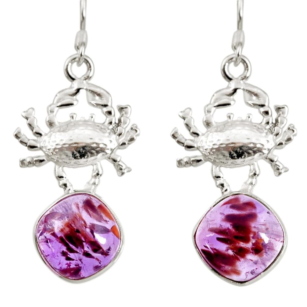 cts natural purple cacoxenite super seven crab earrings d40277